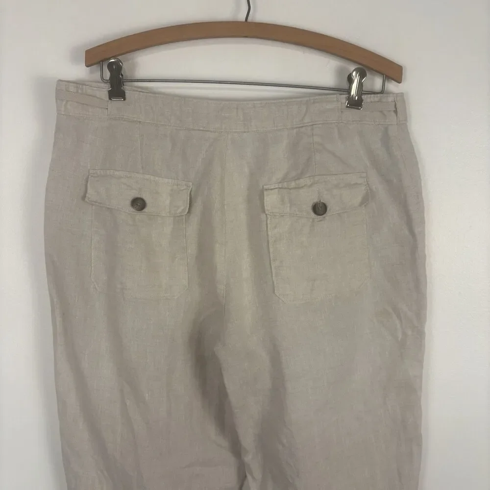 Tasso Elba Island Men's 100% Linen Tan Drawstring Casual Pants Size 34 (Flaw)